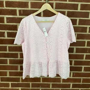 Loft Lace Button Peplum Top - Medium